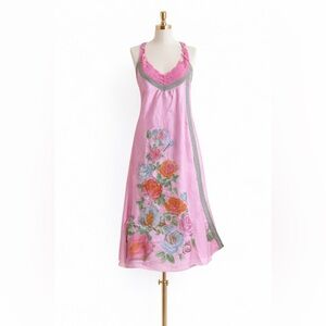 Free People Intimately Floral Pink Chemise with Lace Accents